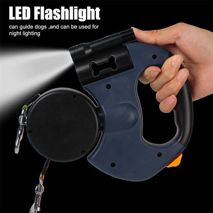 Retractable Dual Dog Leash with Lights – Reflective &amp; Tangle-Free