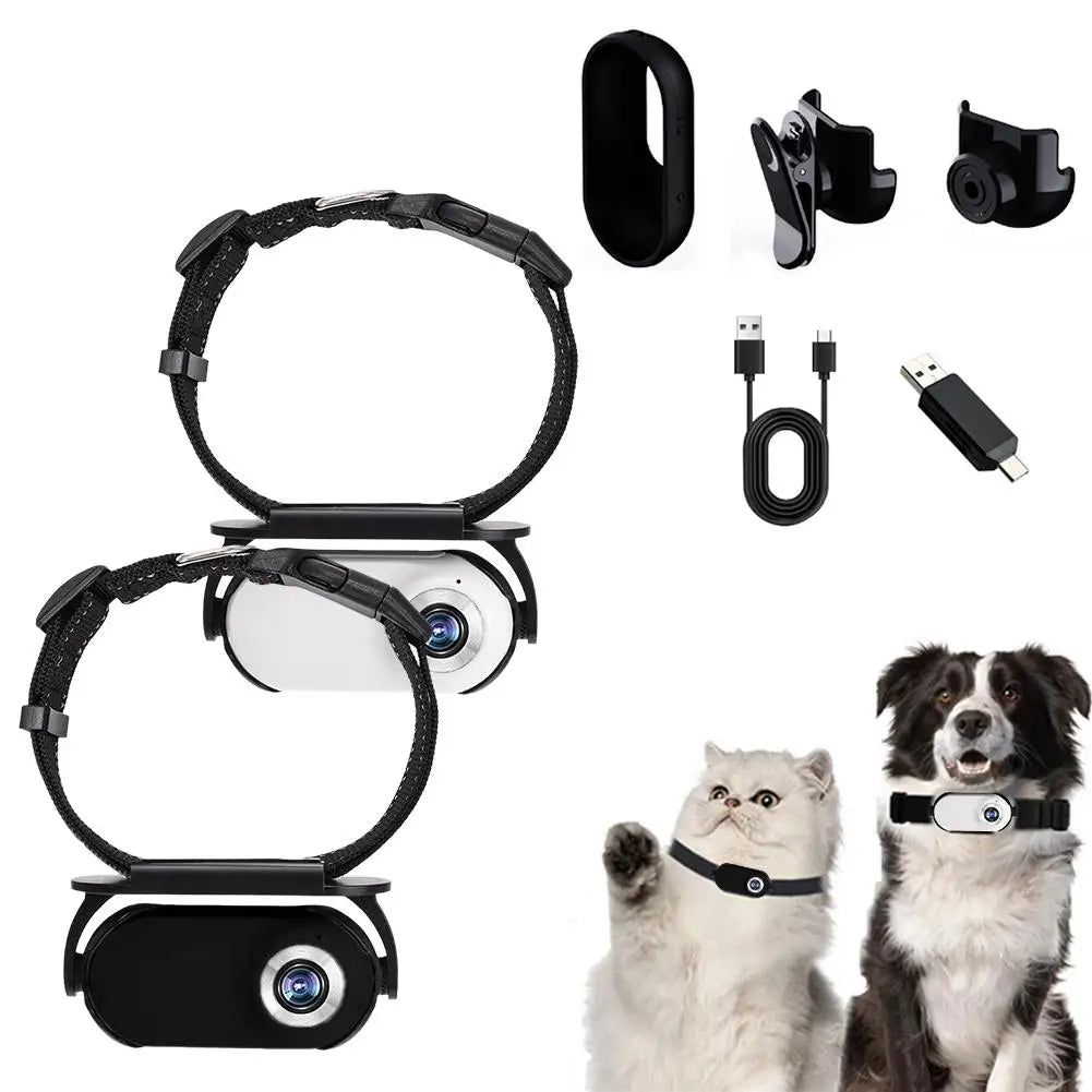 Pet Collar Camera – 170° Wide Lens, No WiFi Needed 
