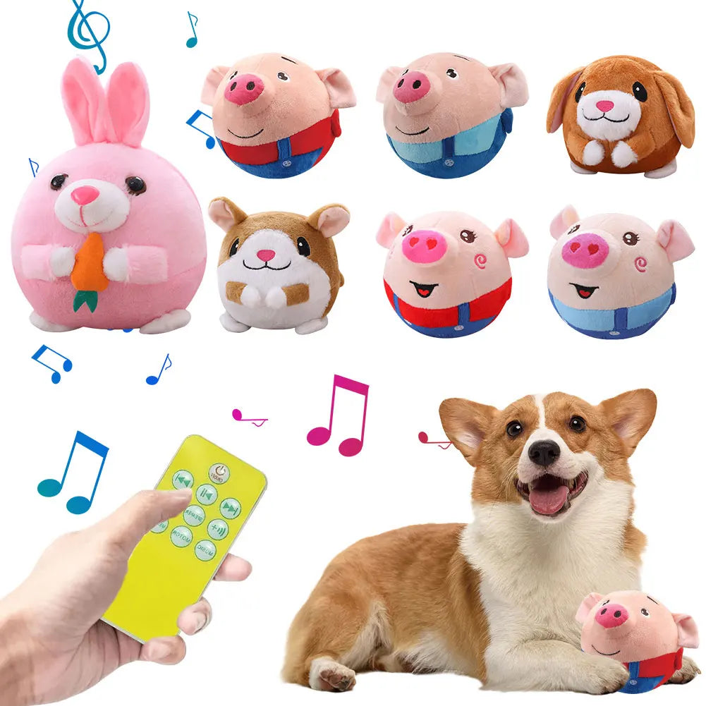 Cartoon Animals Plush Toy – USB Rechargeable Interactive Pet Ball