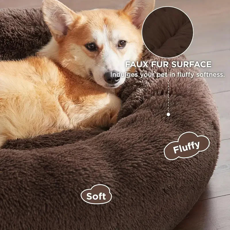 Winter Dog &amp; Cat Bed – Cozy Plush Basket Design 