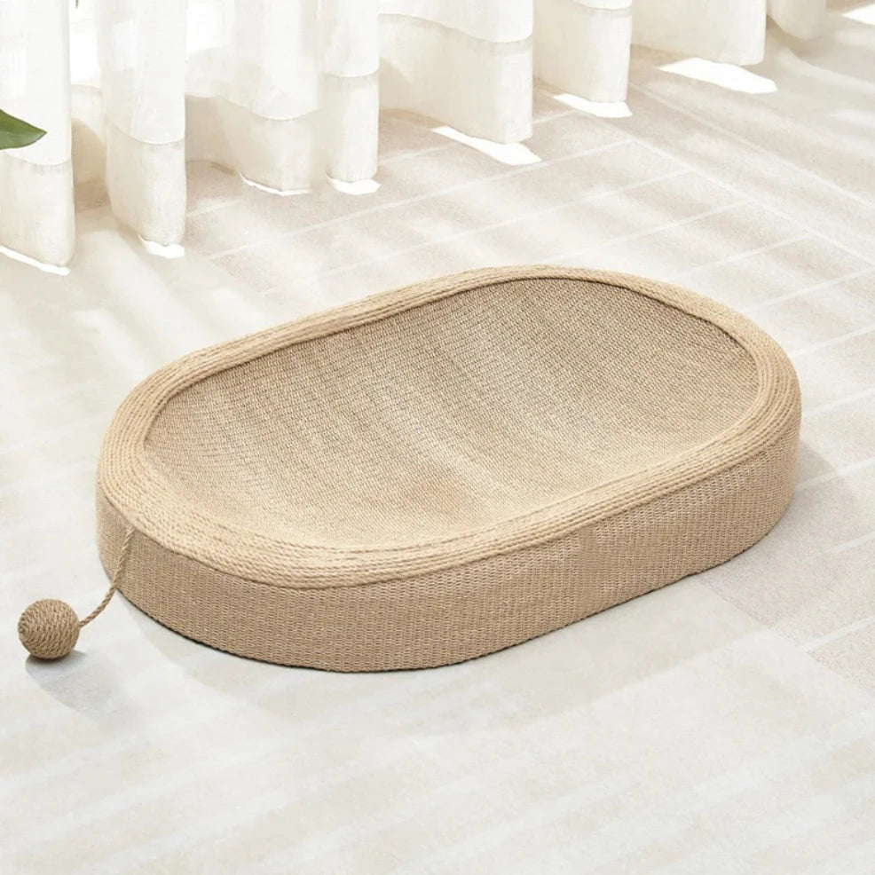 Cat Scratching Bed with Game Ball – Oval Sisal Sofa Protector 
