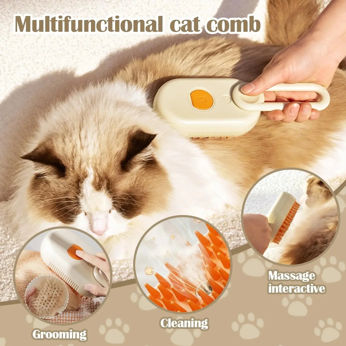 3-in-1 Pet Steam Brush – Rechargeable Grooming Com