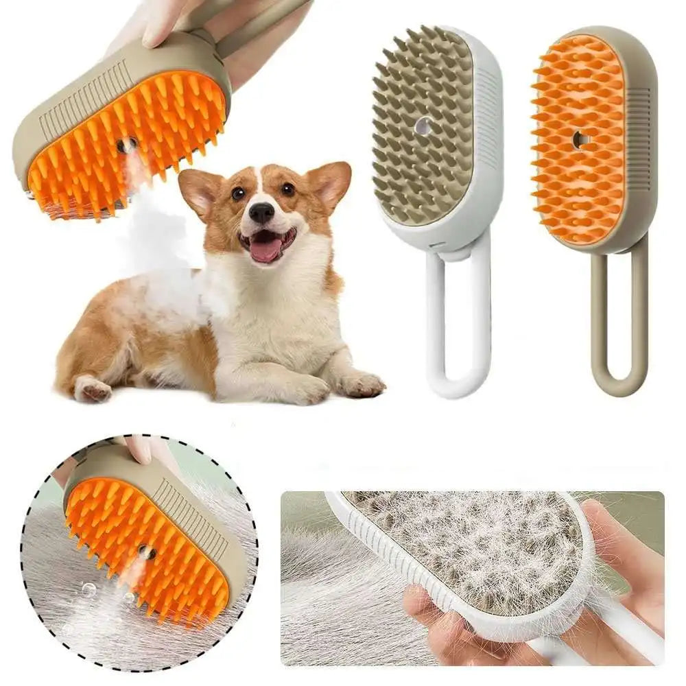 3-in-1 Pet Steam Brush – Rechargeable Grooming Com