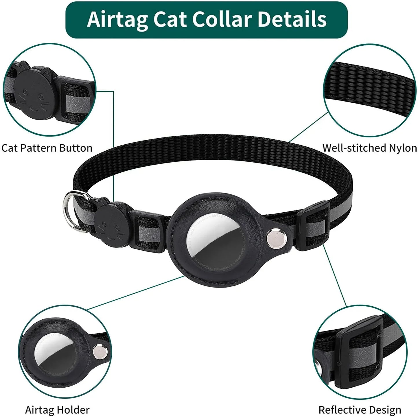 Pet Collar with AirTag Case – Reflective, Waterproof &amp; Secure 