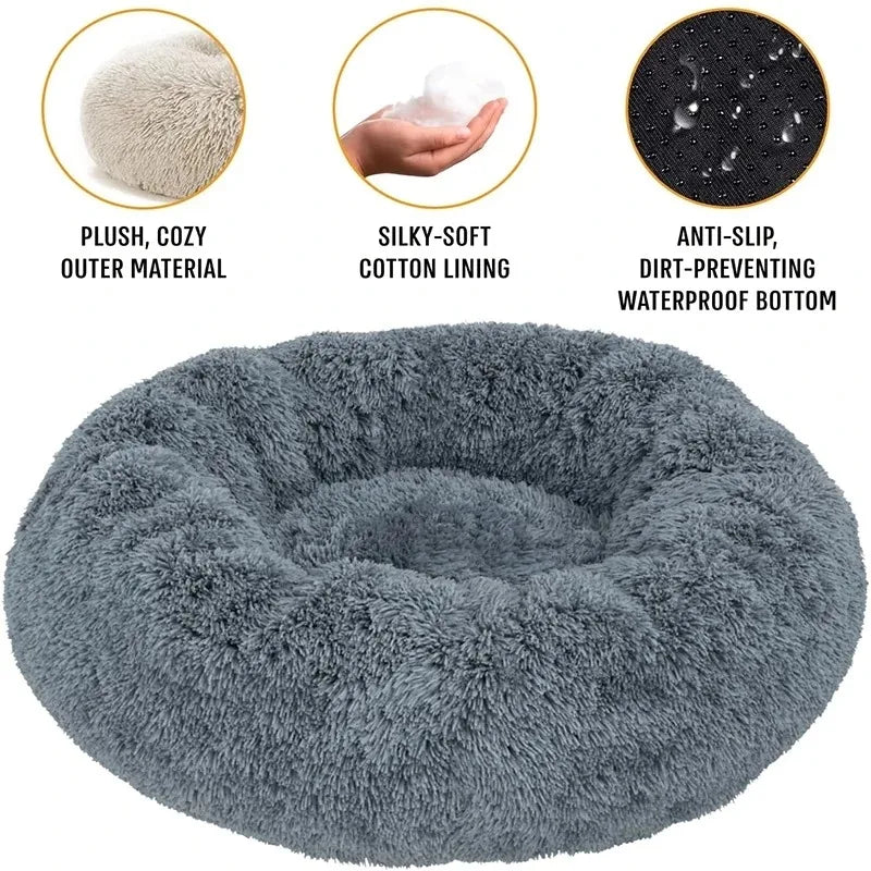 Winter Dog &amp; Cat Bed – Cozy Plush Basket Design 
