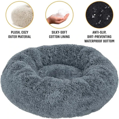 Winter Dog &amp; Cat Bed – Cozy Plush Basket Design 