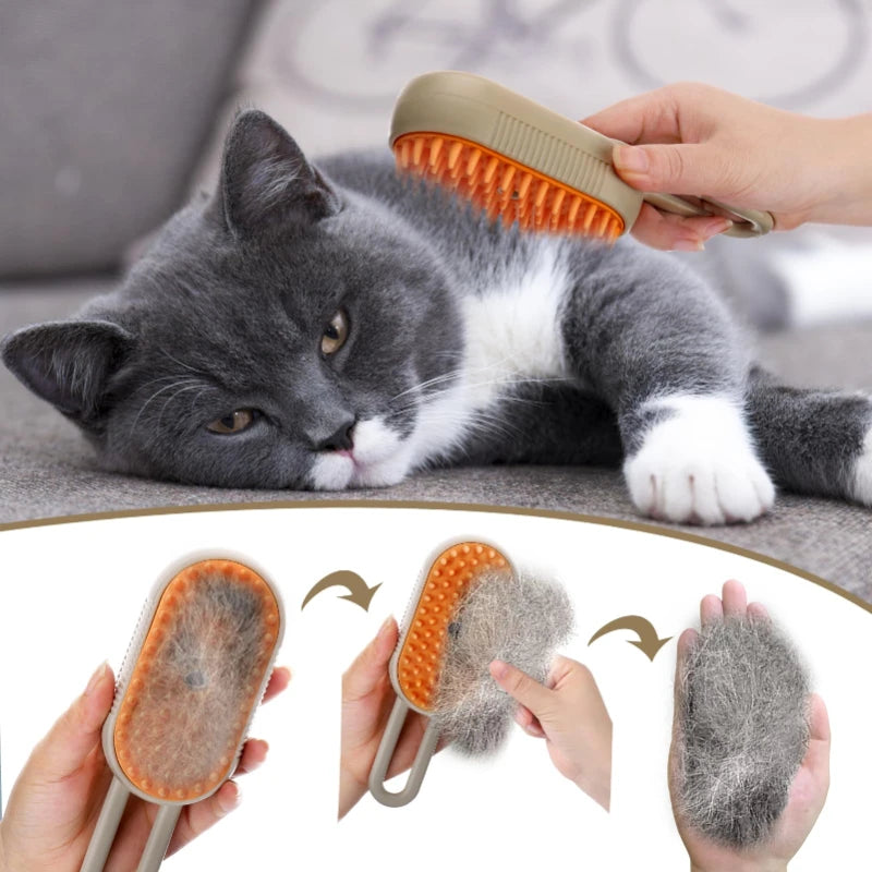 3-in-1 Pet Steam Brush – Rechargeable Grooming Com