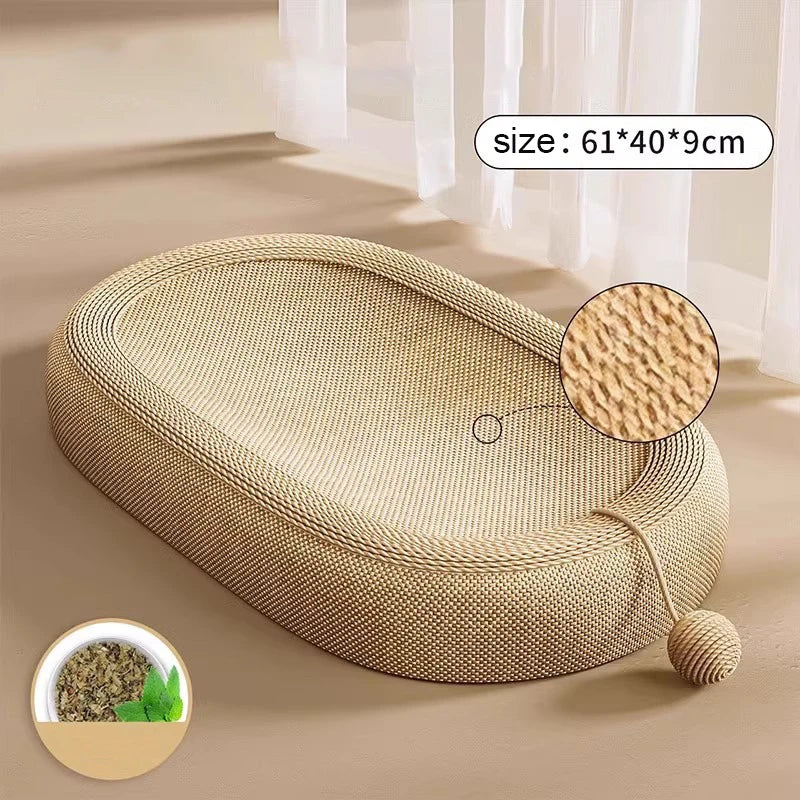 Cat Scratching Bed with Game Ball – Oval Sisal Sofa Protector 