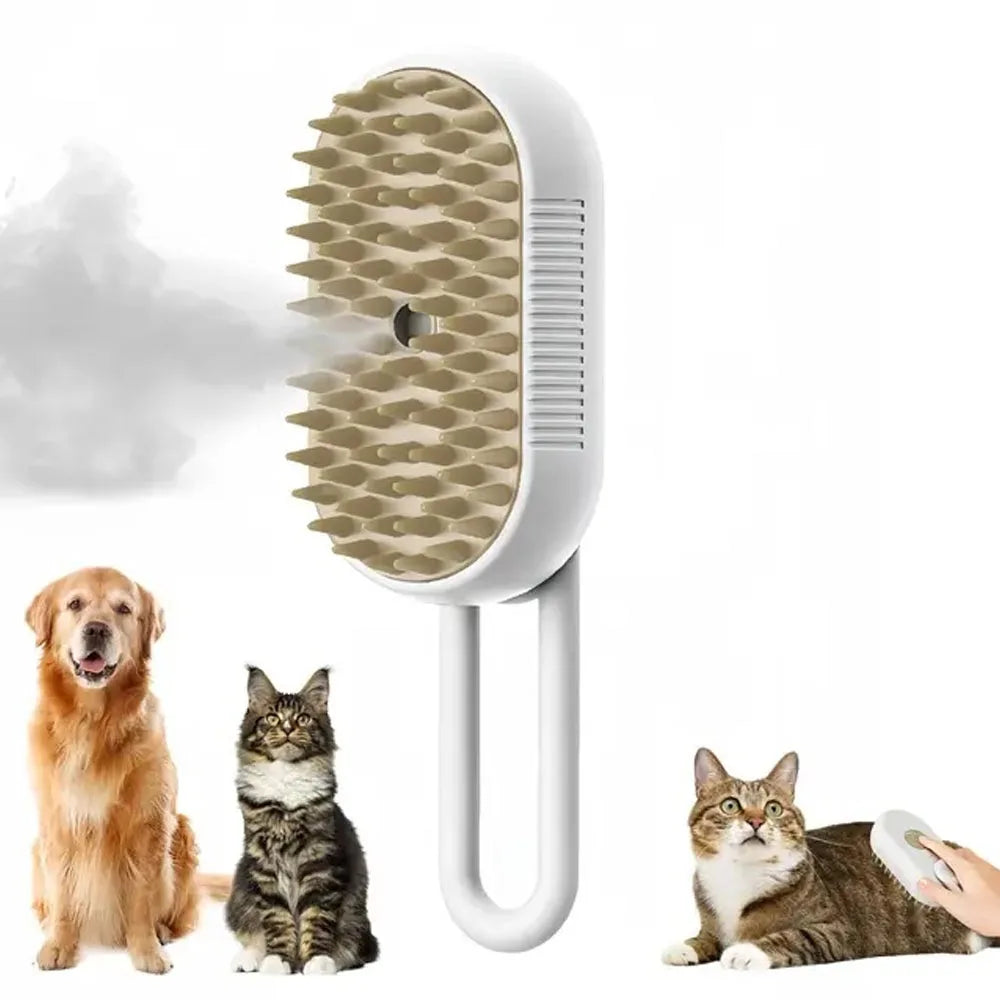 3-in-1 Pet Steam Brush – Rechargeable Grooming Com