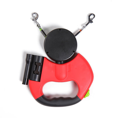 Retractable Dual Dog Leash with Lights – Reflective &amp; Tangle-Free