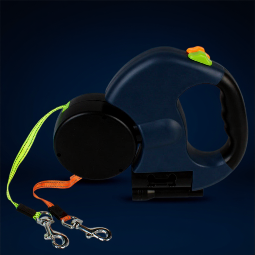 Retractable Dual Dog Leash with Lights – Reflective &amp; Tangle-Free